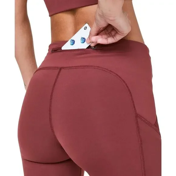 Lululemon Speed Up Leggings Mesh Panels Full Length Mid Rise 28" Savannah Brown - Picture 4 of 14